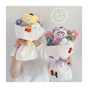 Hot Anime Plush Bouquet Kawaii  Melody Cinnamoroll Kuromi Flush Figure Doll Bouquet For Valentines Gift