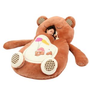 Factory Wholesale Cute Plushies Brown Bear Lazy Giant Stuffed Animal Bed Peluches Bear Animal Shaped Beds For The Kids