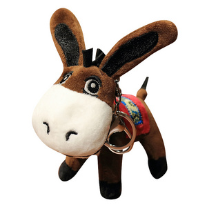 EN71 CE  Factory Direct Custom Plush Red Donkey Pendant Wholesale Cheap Stuffed Animal Soft Mini Toy Plush Donkey Keychain