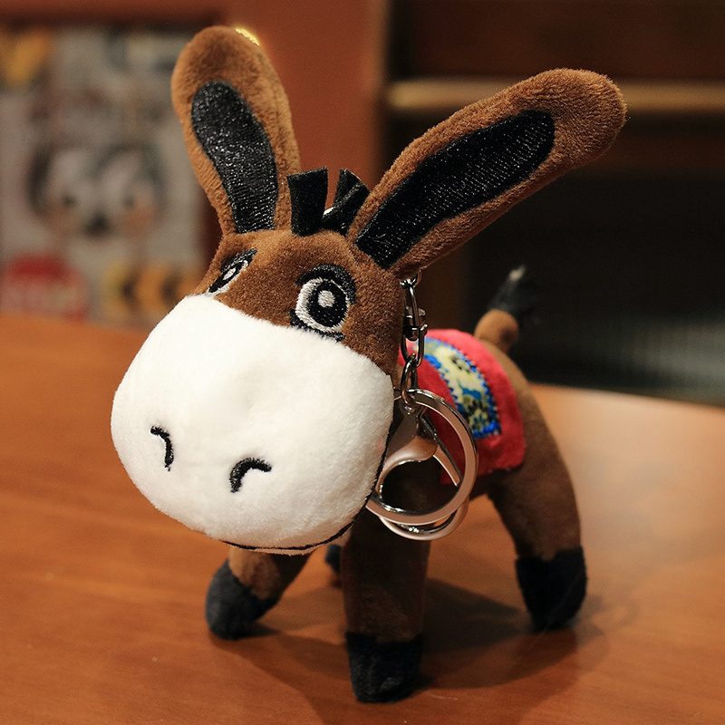 EN71 CE  Factory Direct Custom Plush Red Donkey Pendant Wholesale Cheap Stuffed Animal Soft Mini Toy Plush Donkey Keychain