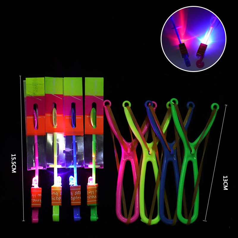 Glowing Toys Catapult Arrows Flying Flash Rubber LED Light Emitting Slingshot Fun Elastic Kids Party Game Glowing Sling Shot