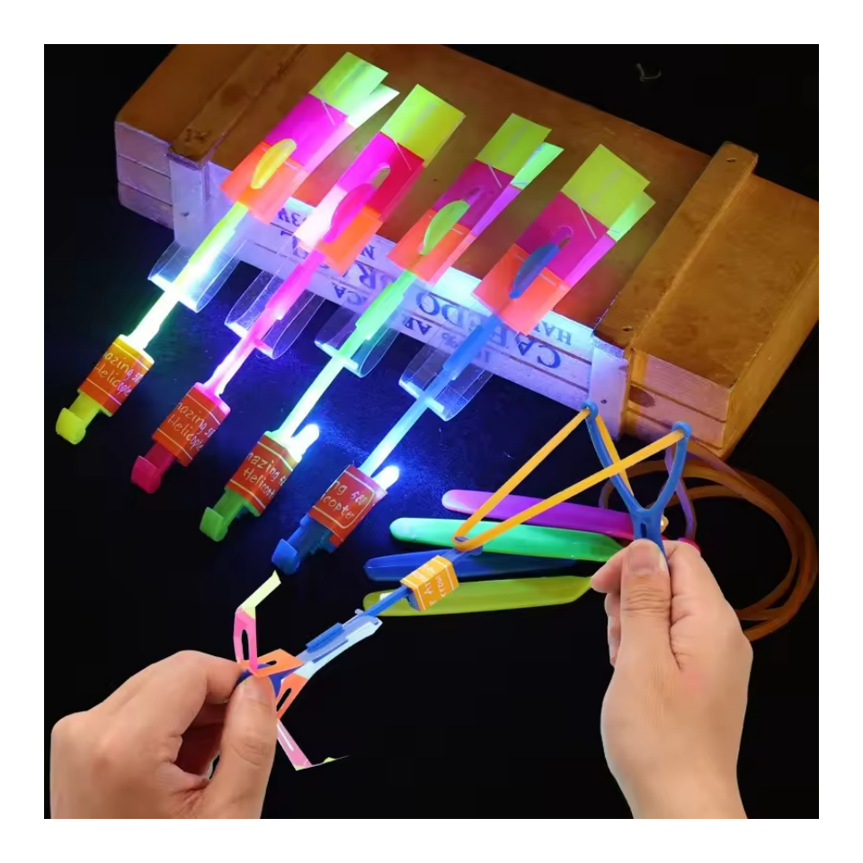 Glowing Toys Catapult Arrows Flying Flash Rubber LED Light Emitting Slingshot Fun Elastic Kids Party Game Glowing Sling Shot