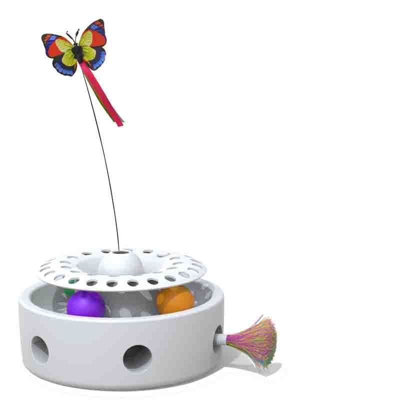 Pet Interactive Movement Toys Cat Feather Butterfly Electronic Teasing Ball Automatic 3 In 1 Interactive Cat Turntable Toy