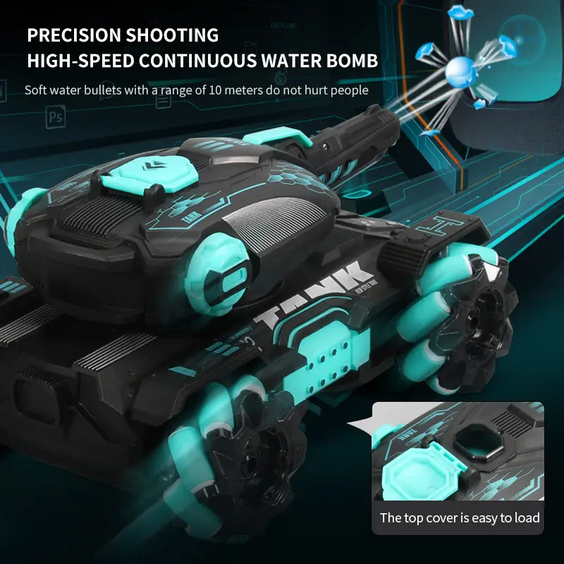 Remote Control Car Water Bomb Marbles Shooting Cannon High Speed Off Road  Stunt Functions Remote Control Tank Car