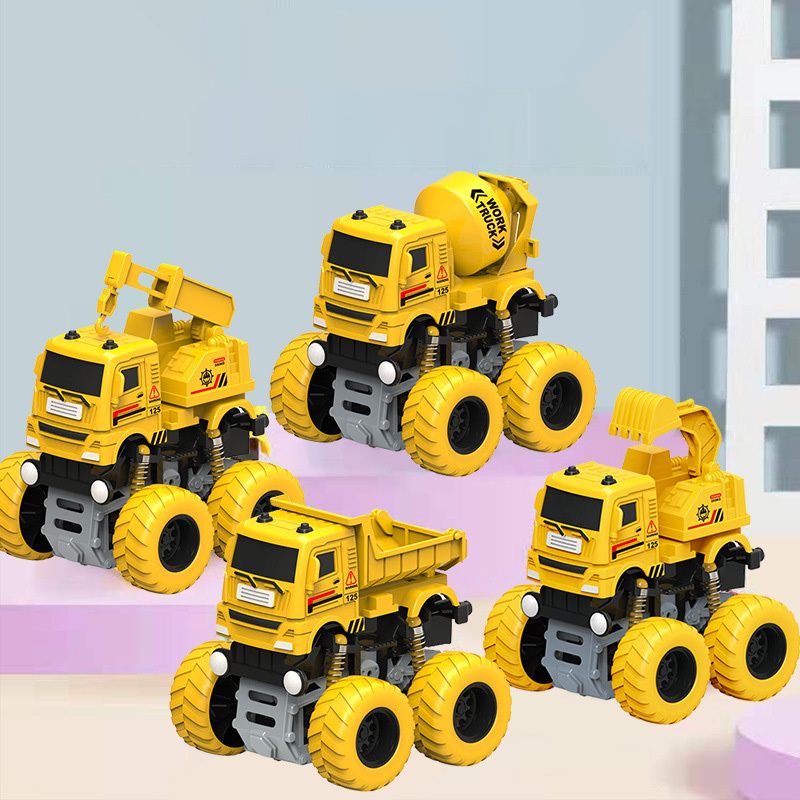 4wd green 12pcs plastic garbage truck toys set sanitation construction diecast vehicle double friction car toys