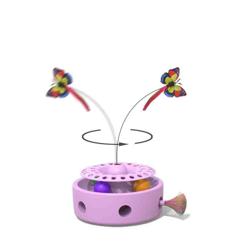 Pet Interactive Movement Toys Cat Feather Butterfly Electronic Teasing Ball Automatic 3 In 1 Interactive Cat Turntable Toy