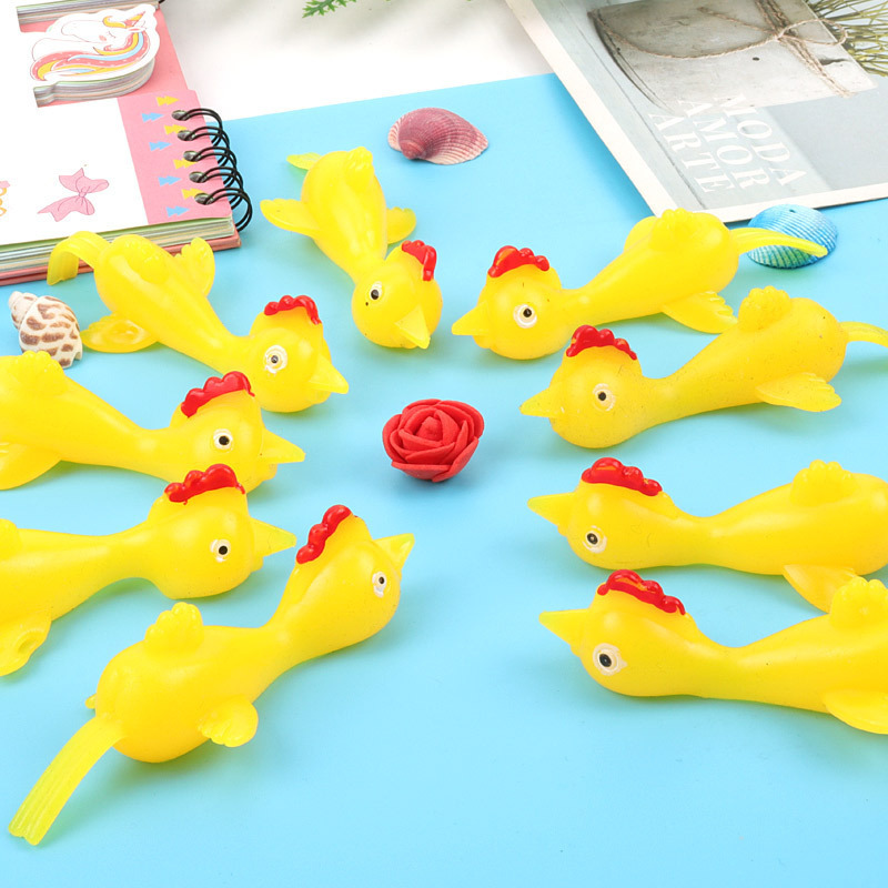 Sticky Flying Turkey Catapult Finger Flick Stretchy Rubber Chicken Party Easter Slingshot Chick Kids Fidget Novelty Toys