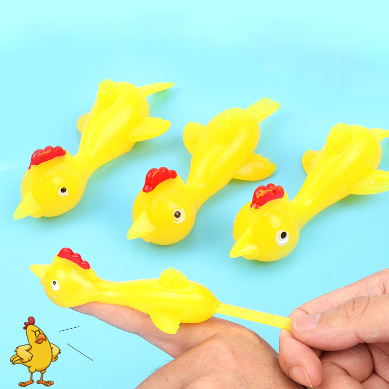 Sticky Flying Turkey Catapult Finger Flick Stretchy Rubber Chicken Party Easter Slingshot Chick Kids Fidget Novelty Toys