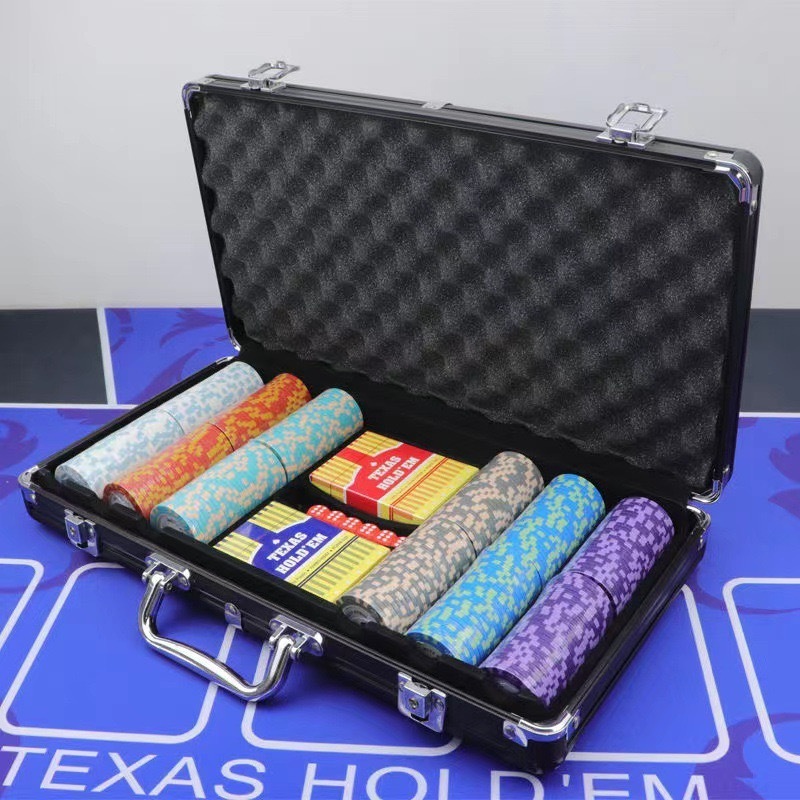 Professional Chip Box Generous Blue 2000 1000 500 Aluminum Poker Chips Case With Aluminium Carrying Case