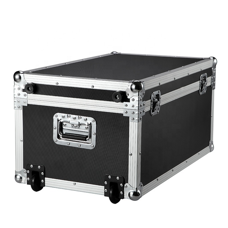 Custom Large Black Aluminum Flight Carrying Tool Case Aluminum Road Cases Transportation Tool Box Plywood Flight Case