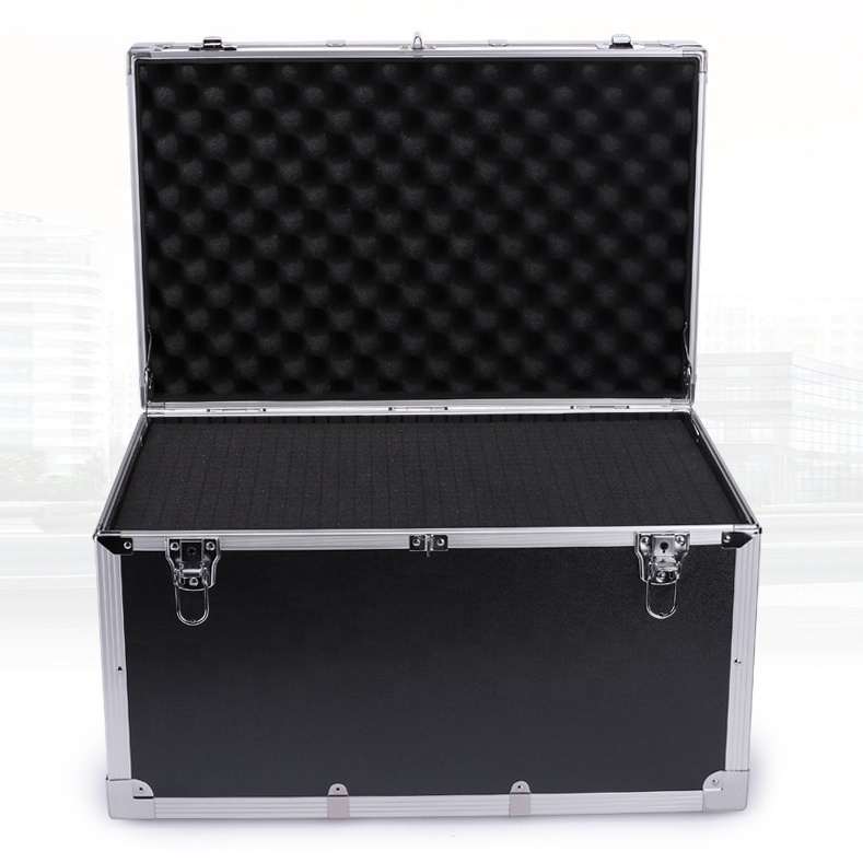 Custom Large Black Aluminum Flight Carrying Tool Case Aluminum Road Cases Transportation Tool Box Plywood Flight Case