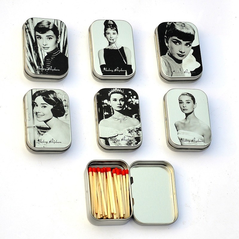 luxury Portable Small Rectangular Metal Match Tin Box