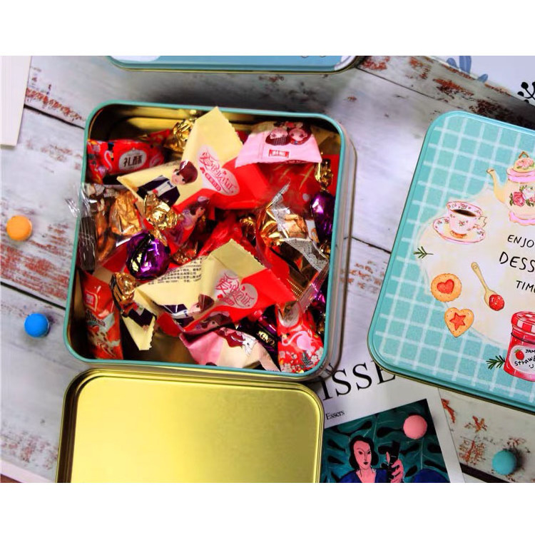 Wholesale Customized Metal Square Storage Gift Box Empty Cookie Tins