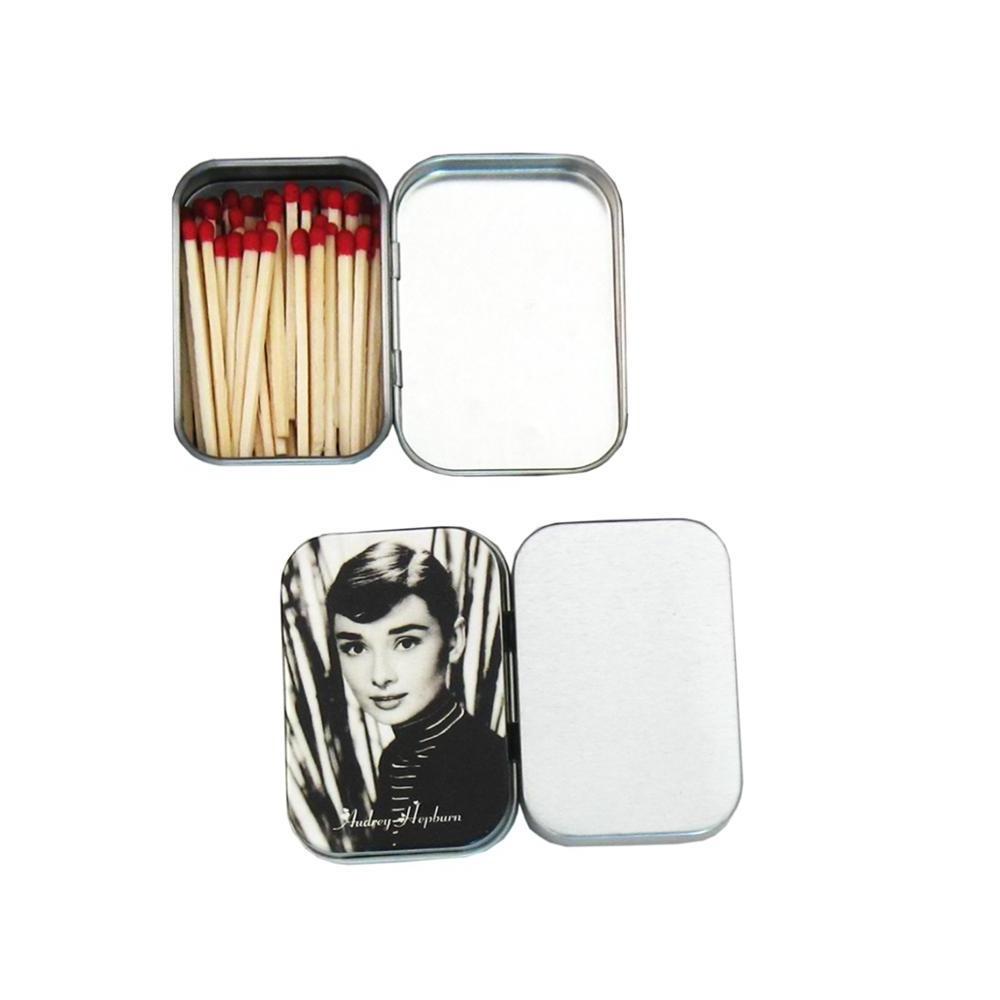 luxury Portable Small Rectangular Metal Match Tin Box