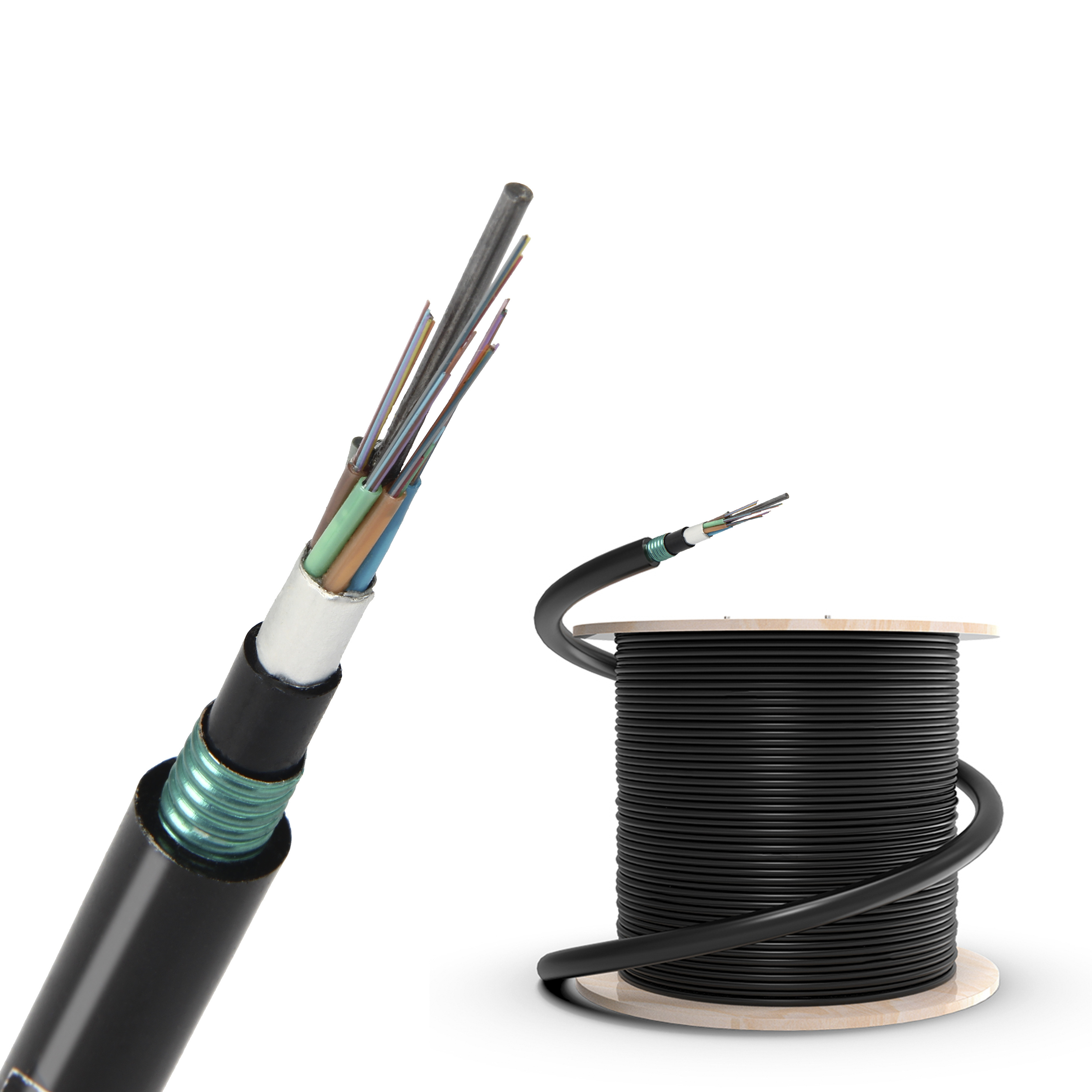 Outdoor Watertight FTTH Corning SM 24 Core Direct Buried Armoured Fiber Optic Cable With Prices