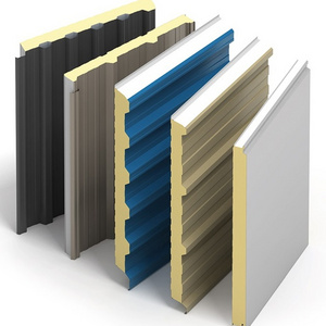 Color steel corrugated metal siding lightweight decorative exterior wall rock wool sandwich panel