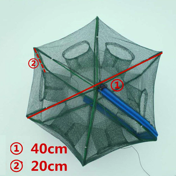 Chinese supplier 6 Hole Small Fish Cage Umbrella Fishing Cast Net Fish and Shrimp Cage Folding Outdoor Fishing Tool