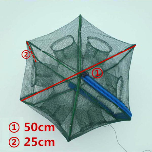 Chinese supplier 6 Hole Small Fish Cage Umbrella Fishing Cast Net Fish and Shrimp Cage Folding Outdoor Fishing Tool