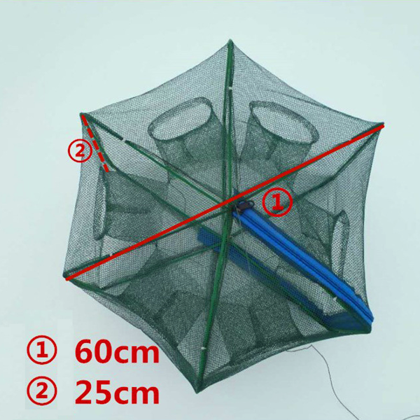 Chinese supplier 6 Hole Small Fish Cage Umbrella Fishing Cast Net Fish and Shrimp Cage Folding Outdoor Fishing Tool