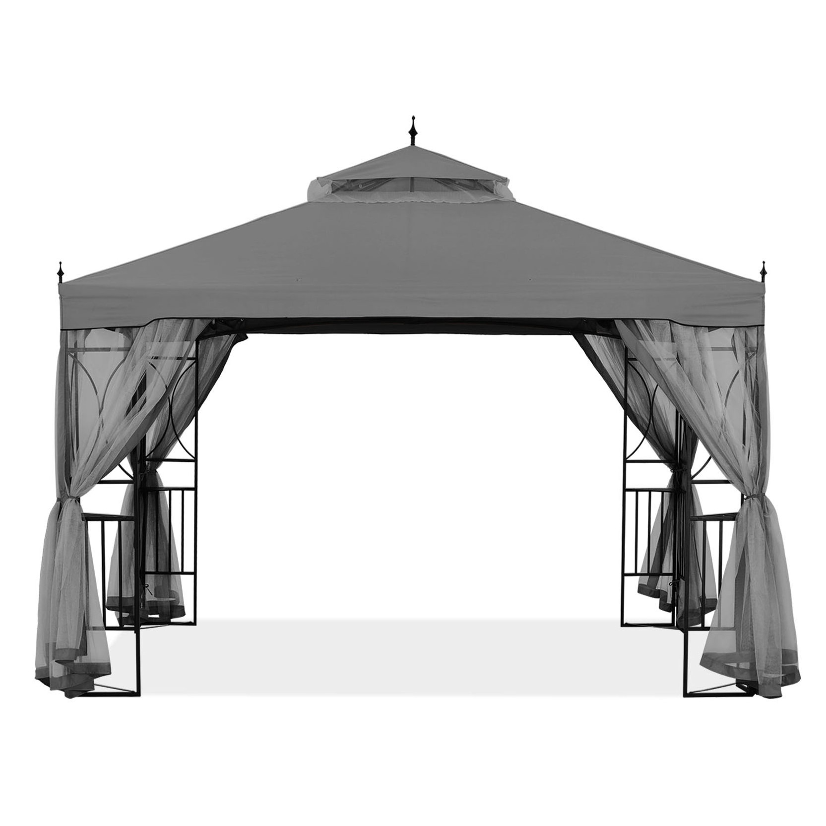 New 10x10 Outdoor Courtyard Garden Gazebo With Mosquito Net Windproof Sunshade Pavilion Terrace Gazebo