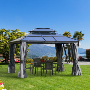 10x12 Outdoor Patio Gazebo Garden Aluminum Frame Gazebo Double Hard Top Roof with Mosquito Net Curtain Gazebo for Sale