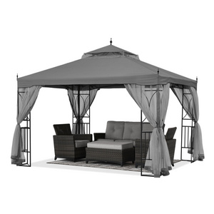 10x10 10x12 Outdoor Patio Double Layer Soft Top Gazebo Courtyard Garden Metal Frame Gazebo Gazebo With Mosquito Net