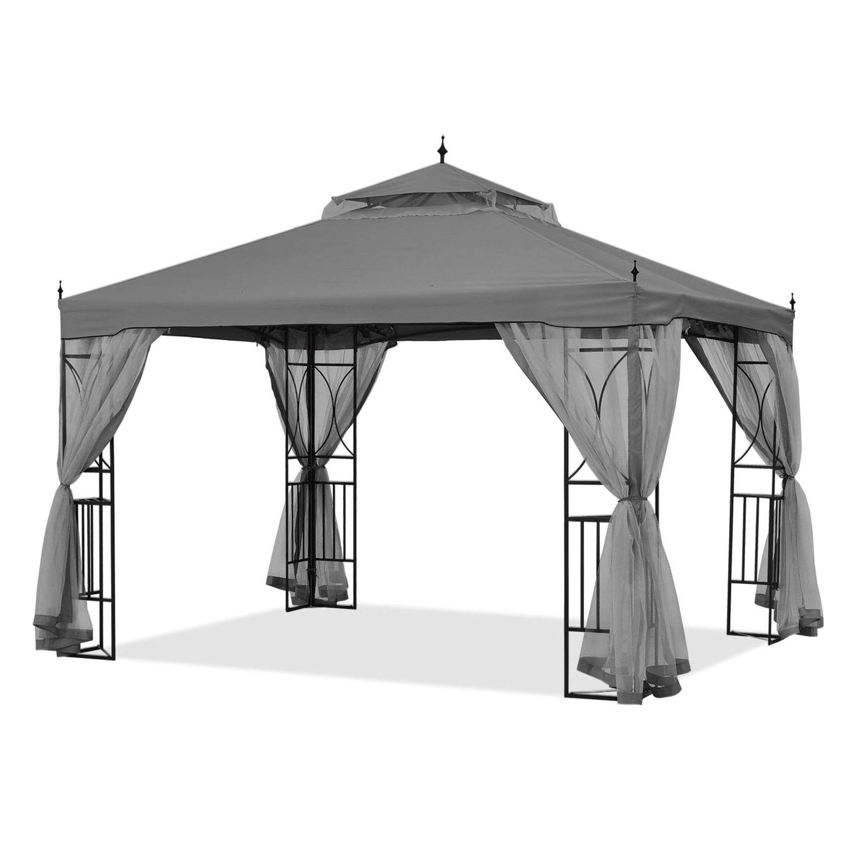 10x10 10x12 Outdoor Patio Double Layer Soft Top Gazebo Courtyard Garden Metal Frame Gazebo Gazebo With Mosquito Net