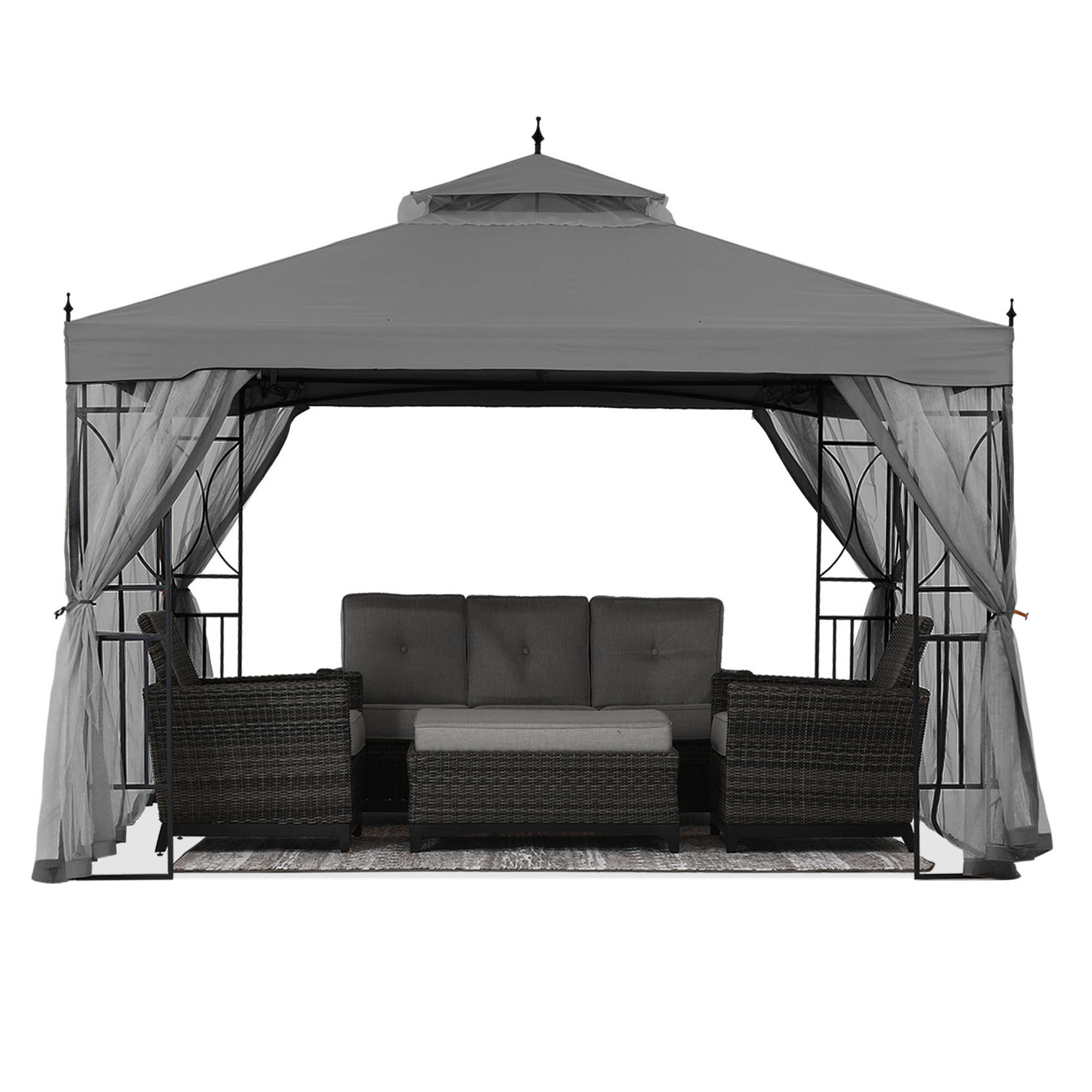 10x10 10x12 Outdoor Patio Double Layer Soft Top Gazebo Courtyard Garden Metal Frame Gazebo Gazebo With Mosquito Net