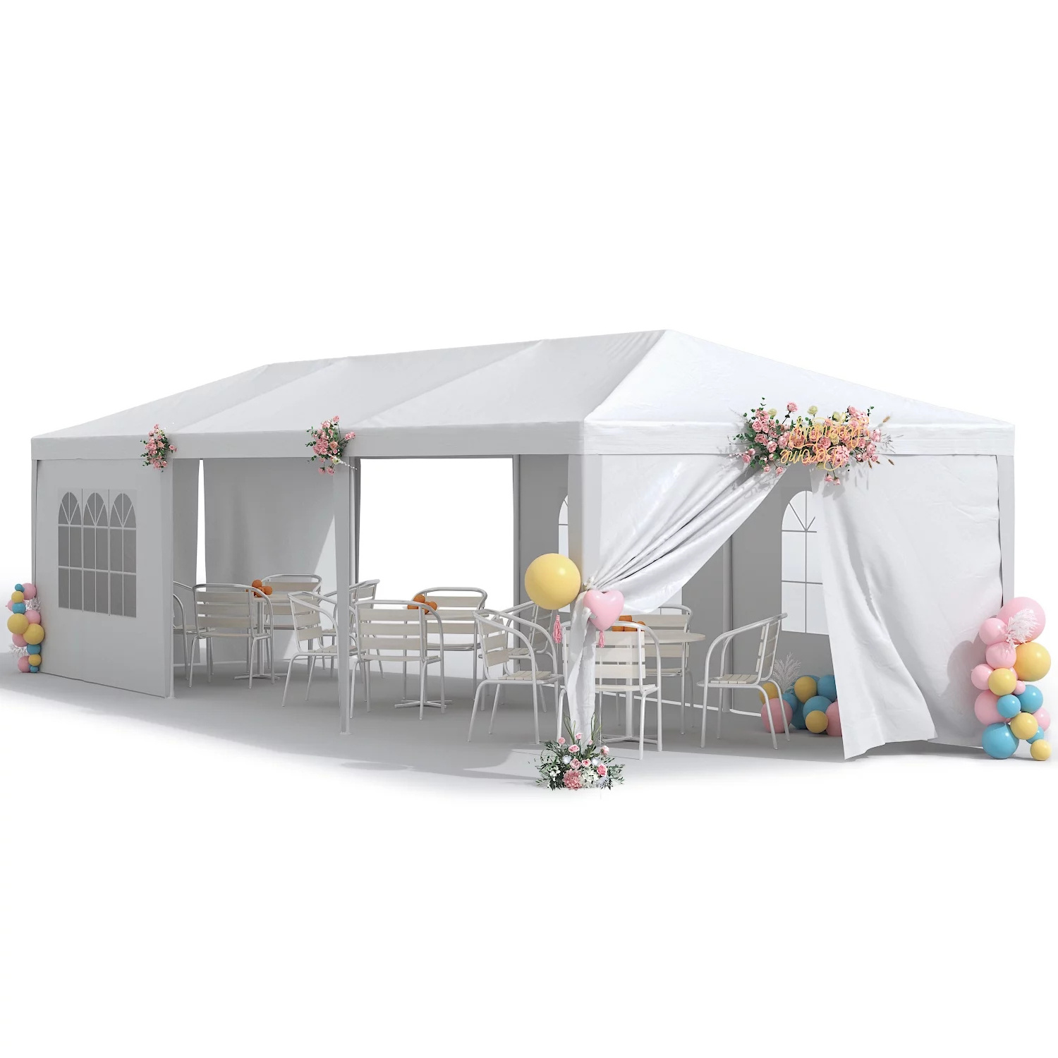 For Sale 10x30 Outdoor Party Tent White Wedding Canopy Tent Commercial Event Tent With Windows Can Accommodate 50 People