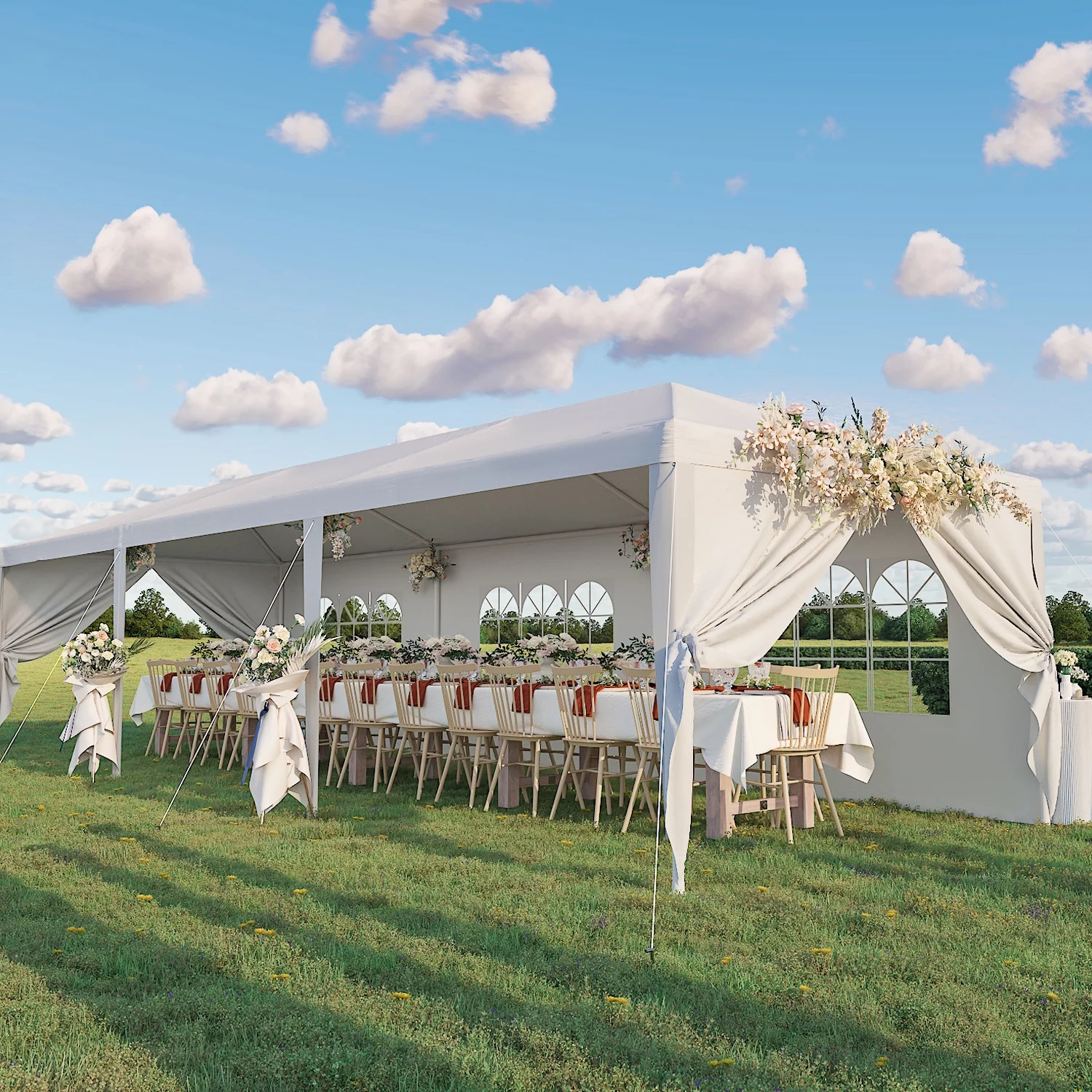 For Sale 10x30 Outdoor Party Tent White Wedding Canopy Tent Commercial Event Tent With Windows Can Accommodate 50 People