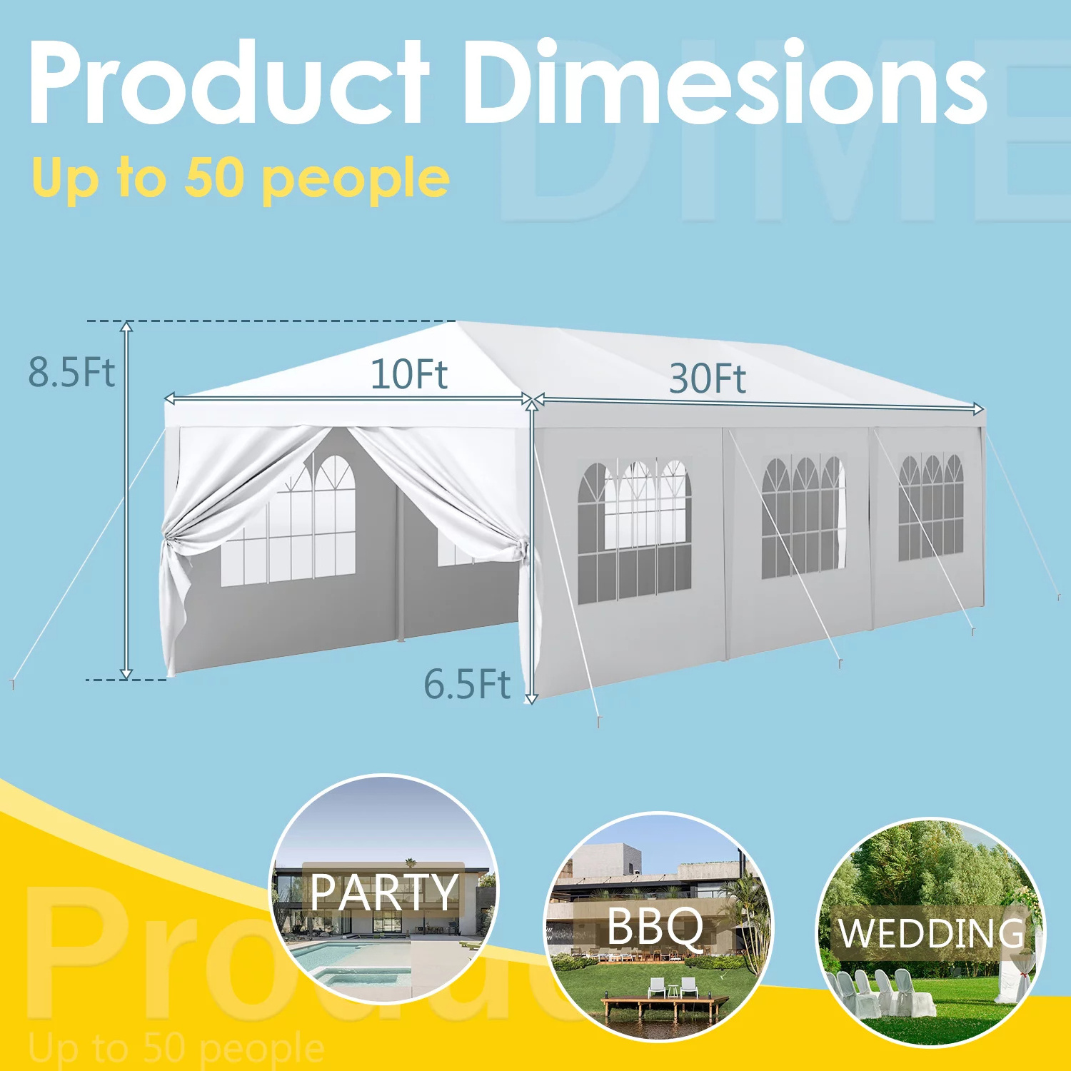 For Sale 10x30 Outdoor Party Tent White Wedding Canopy Tent Commercial Event Tent With Windows Can Accommodate 50 People