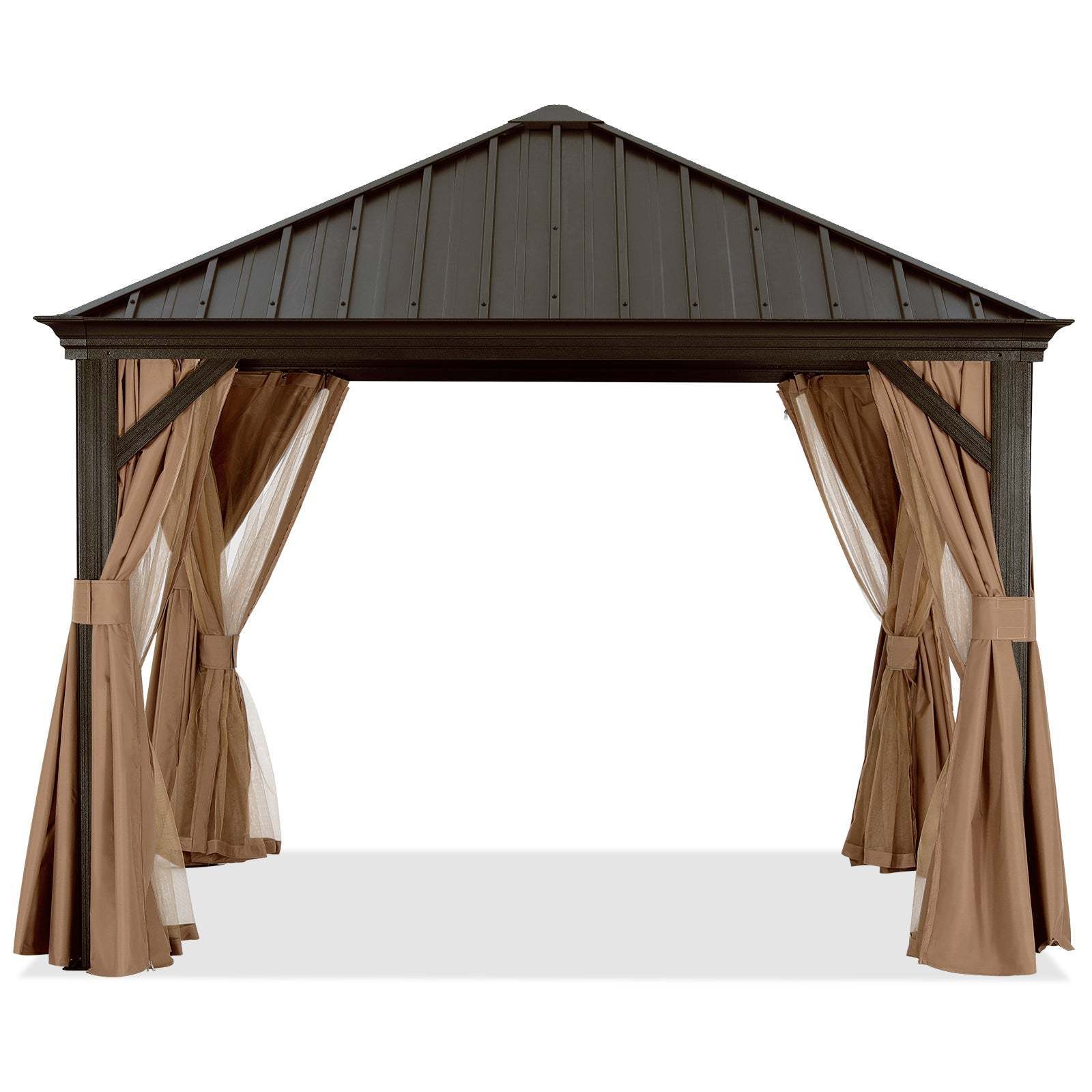 8x8 10x10 10x12 12x16 12x20 Large Outdoor Tent Courtyard Garden Shade Hard Top Metal Canopy Pavilion With Net