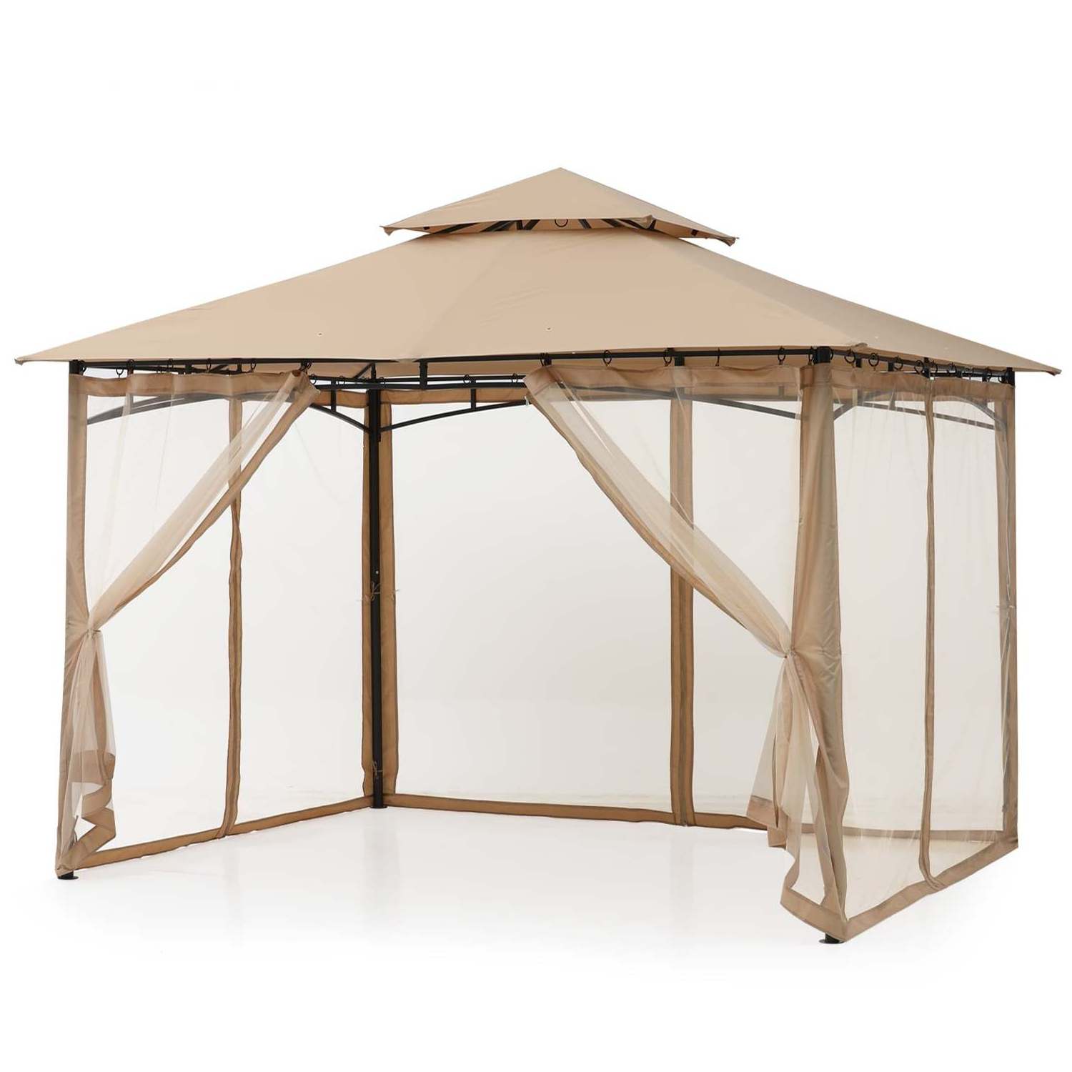 9x9 patio Gazebo With Mesh Wall Outdoor Patio Rainproof Shade Pavilion Tent