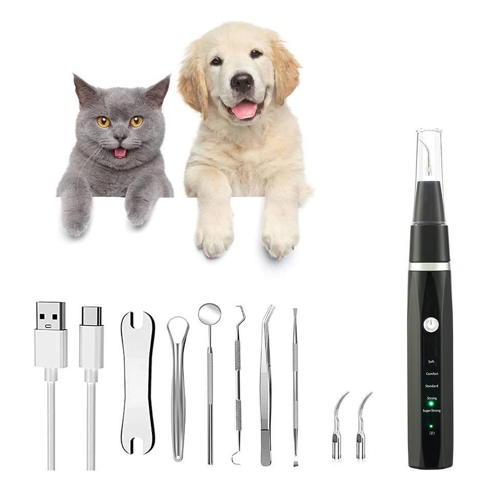 Dog plaque remover for teeth, pet ultrasonic tooth cleaning toothbrush, tooth cleaning kit - dog and cat tooth stain remover