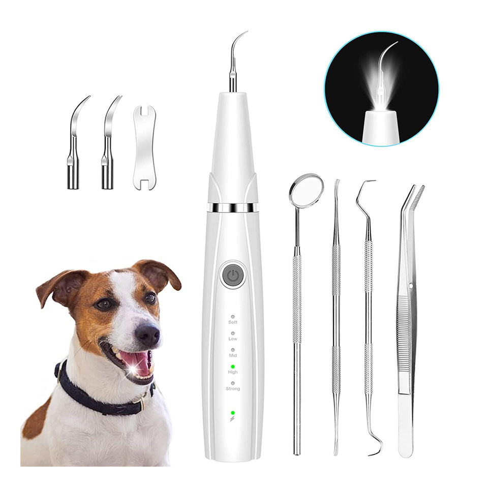 Pet Teeth Cleaning Kit with LED Light,5 Modes Dental Care Dog Teeth Cleaner,Home Whitening Teeth Cleaning Tool