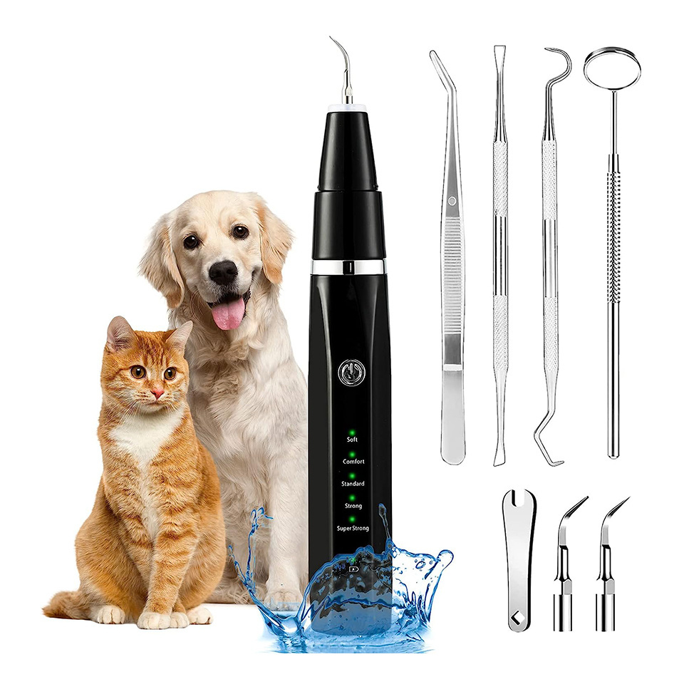 Dog plaque remover for teeth, pet ultrasonic tooth cleaning toothbrush, tooth cleaning kit - dog and cat tooth stain remover