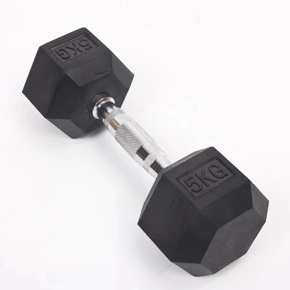 Gym Cheap Rubber Coated 5 Pound Dumbells 20kg Black Free Weights Hexagonal Dumbbell Set 15 kg