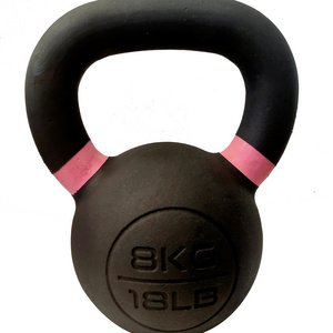 Powder coated Cast iron kettlebell handle with color circle OEM Cast iron adjustable competition 32KG kettlebell