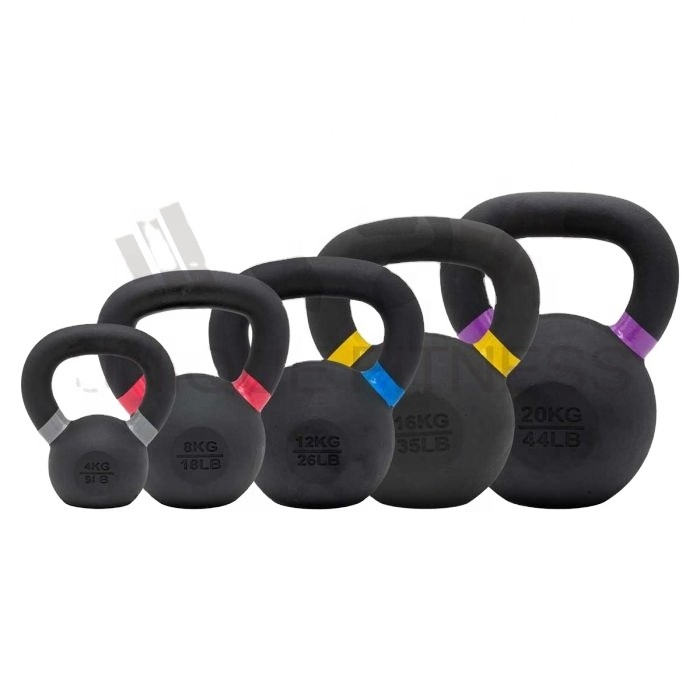 Powder coated Cast iron kettlebell handle with color circle OEM Cast iron adjustable competition 32KG kettlebell