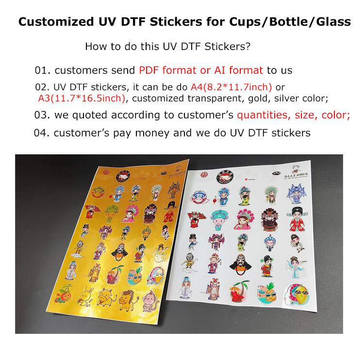 Permanent Adhesive Waterproof Custom Printed Vinyl Uv Transfer Label 3D Logo Uv Transfer Stickers For Glass