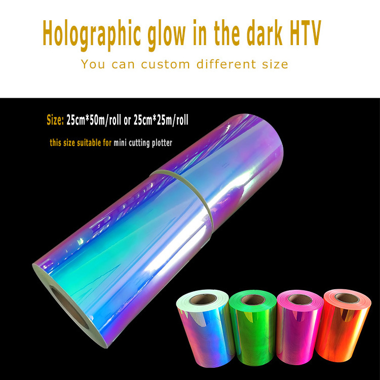 Korea Quality Poly PLA Video Flex Decal Designs Heat Transfer Vinyl Htv Rolls Cutting Green Holographic Glow In The Dark Htv