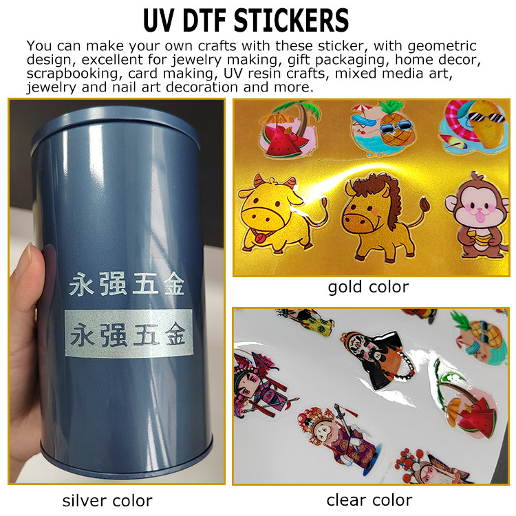 Angelacrox Gold Clear Silver Uv Film Transfer Pet Sheet Printing Bottle Mugs A4 A3 Uv Dtf Cup Wrap Transfers For Uv Printer