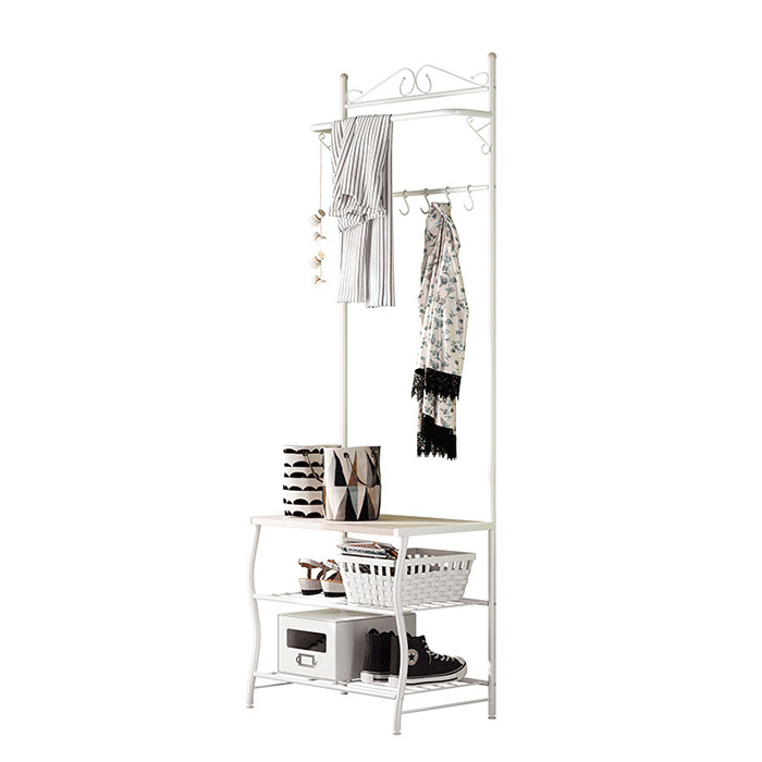 Metal And  Wooden Cloth / Shoe Hallway rack