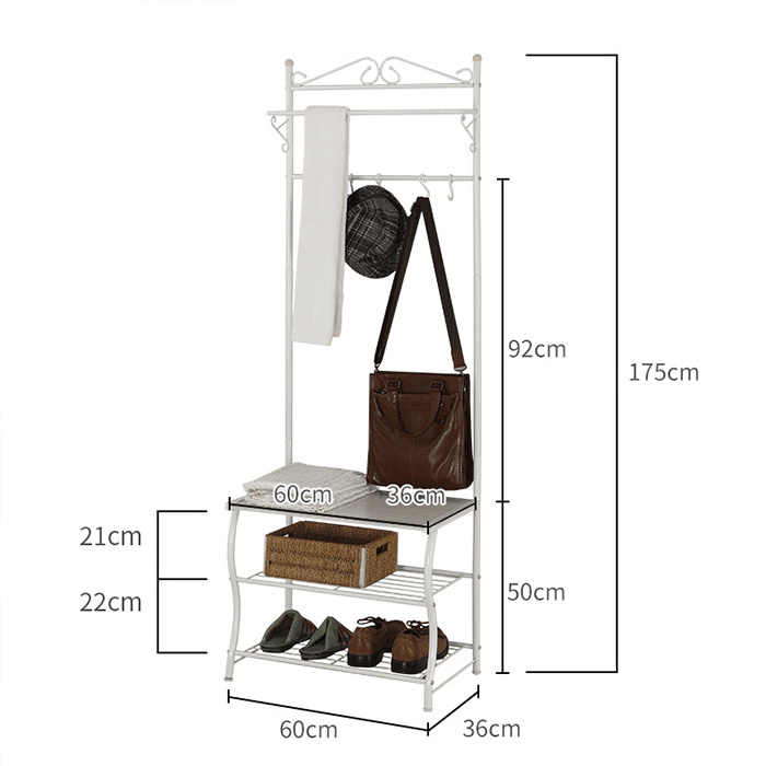 Metal And  Wooden Cloth / Shoe Hallway rack