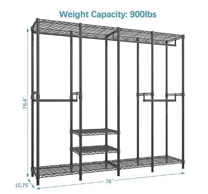 Heavy Duty Multi-Functional Freestanding Wire Garment Closet Wardrobe Rack