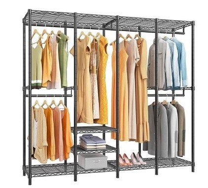 Heavy Duty Multi-Functional Freestanding Wire Garment Closet Wardrobe Rack