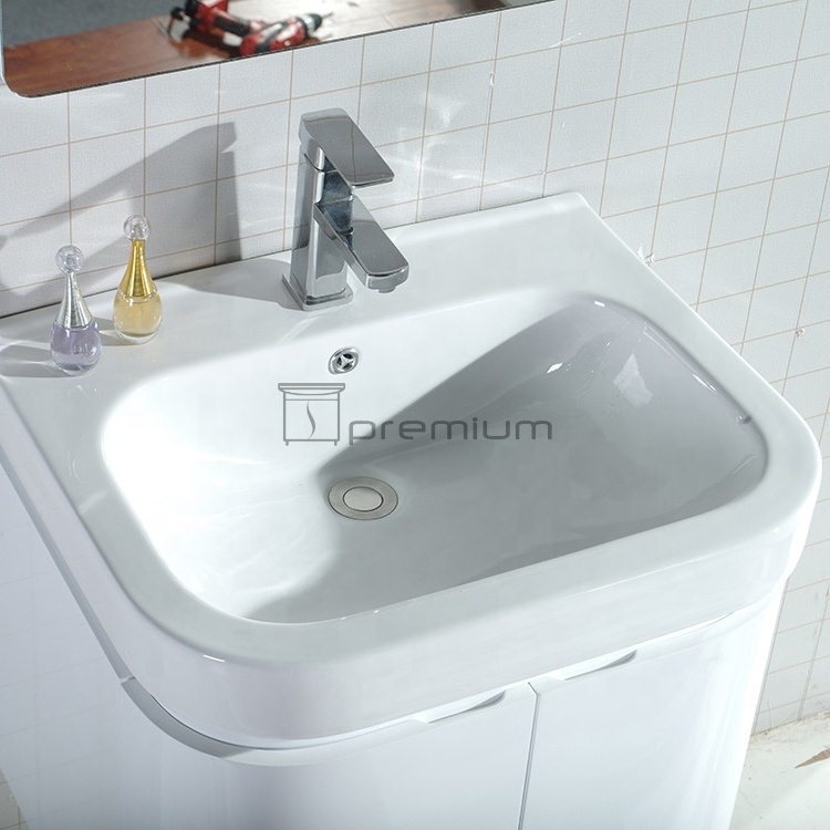 Curve design small Wall Hung Bathroom Wash Basin Cabinet Mirror Cabinet Vanity Set