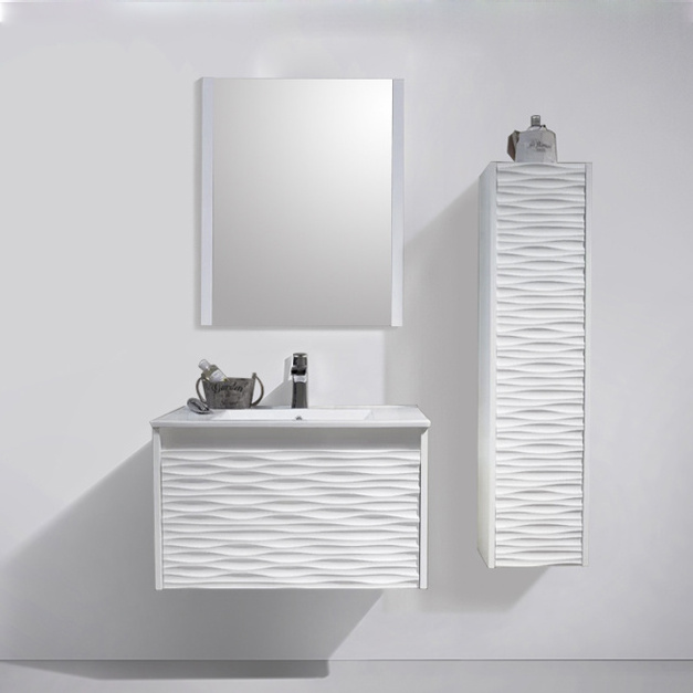 5mm silver mirror/ceramic basin/high gloss painting inside&outside 15mm PVC bathroom cabinet