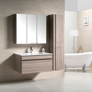 Euro Style Wholesale Modern Design Wall Mounted Wooden Cabinet Ceramic Basin Bathroom Vanities Furniture