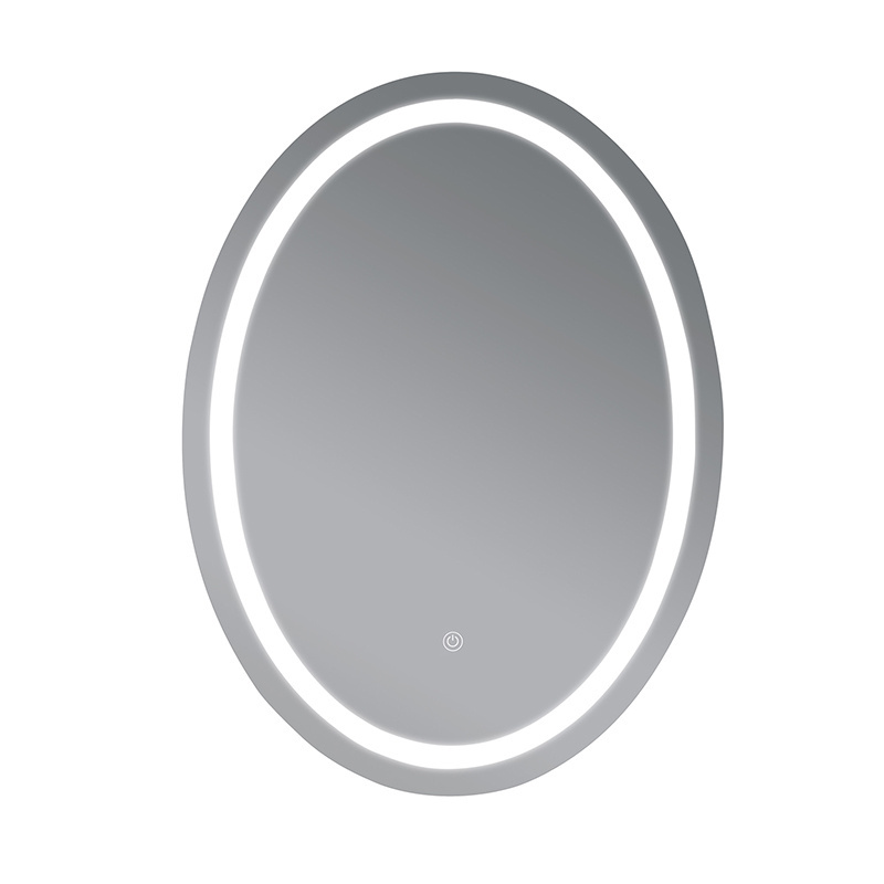 Wall Mounted Battery-Powered LED Bathroom Mirror with Smart Defog Oval Design Includes Bathroom Light Lamp